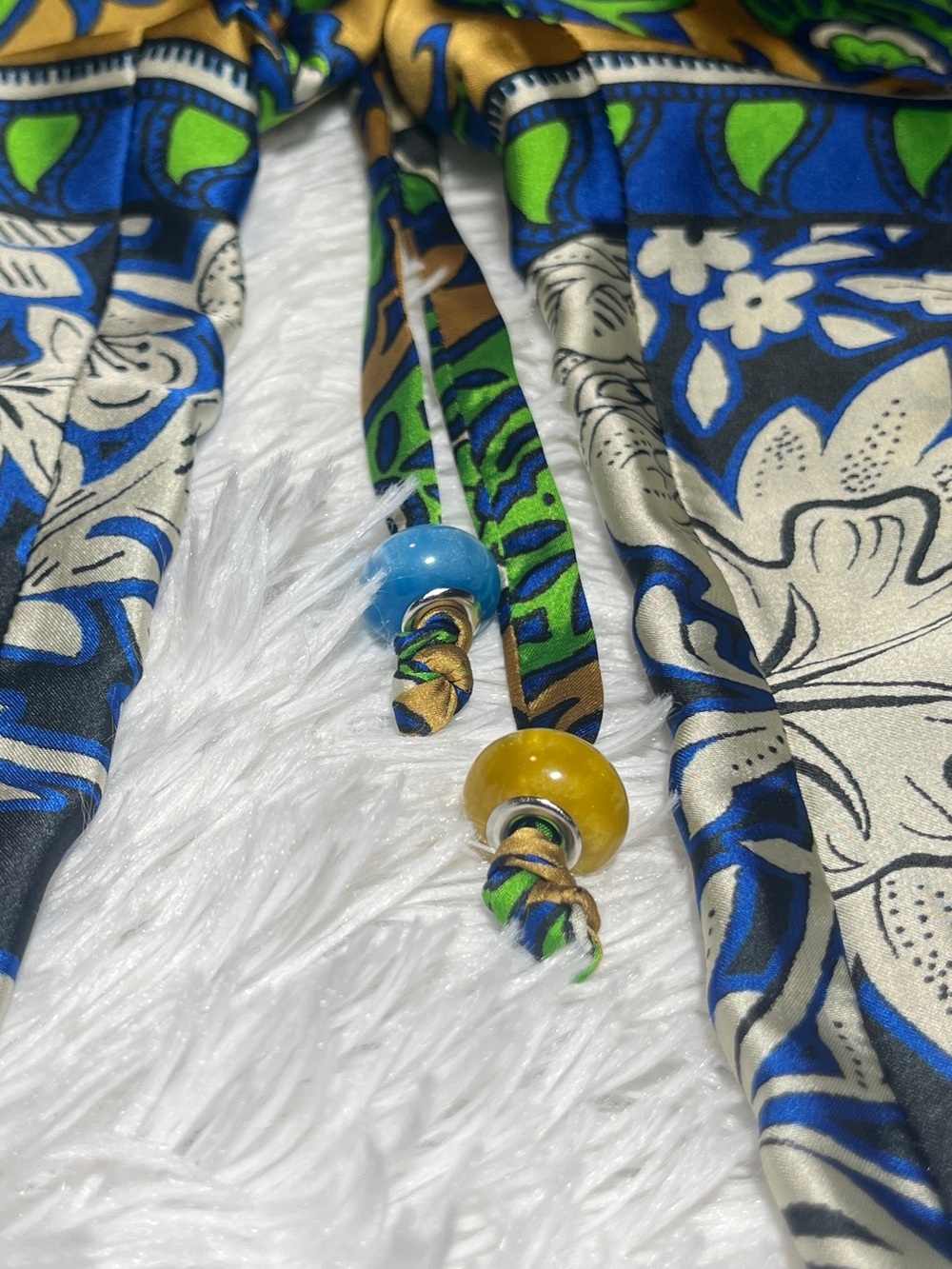 Zara Gold, Green & Blue Paisley-Print Elastic Waist Pants - Picture 6 of 7